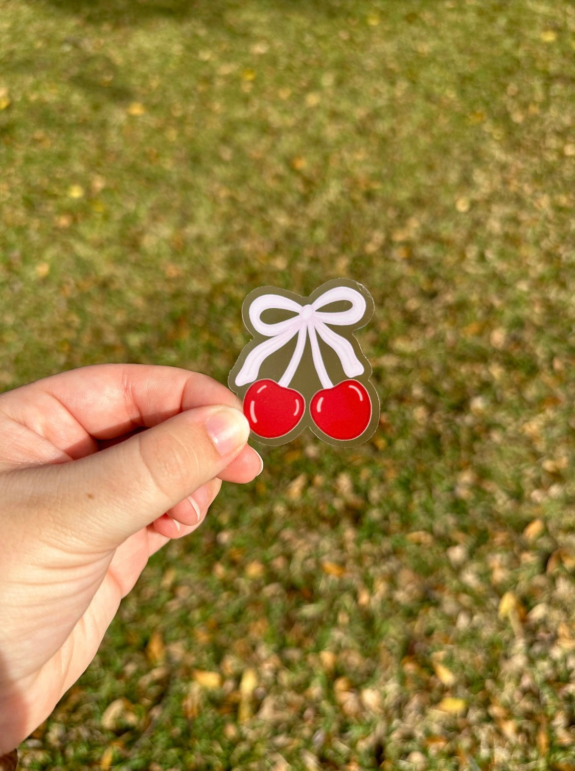 Cherry Bow Sticker (CLEAR)