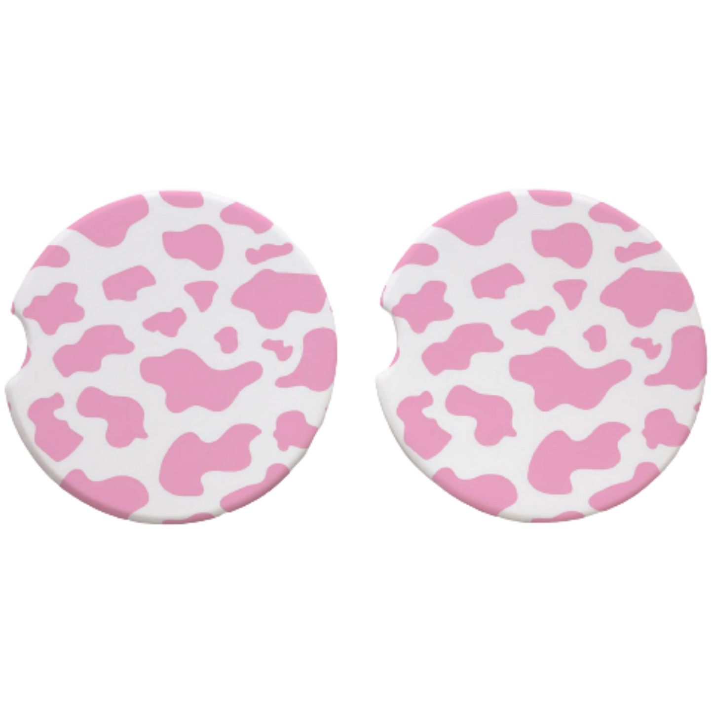 Pink Cow Print Car Coasters