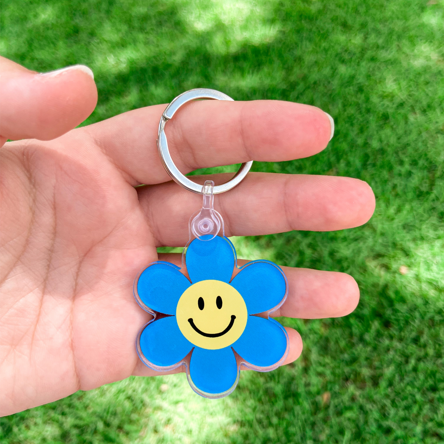 Happy Face Flower Keychain