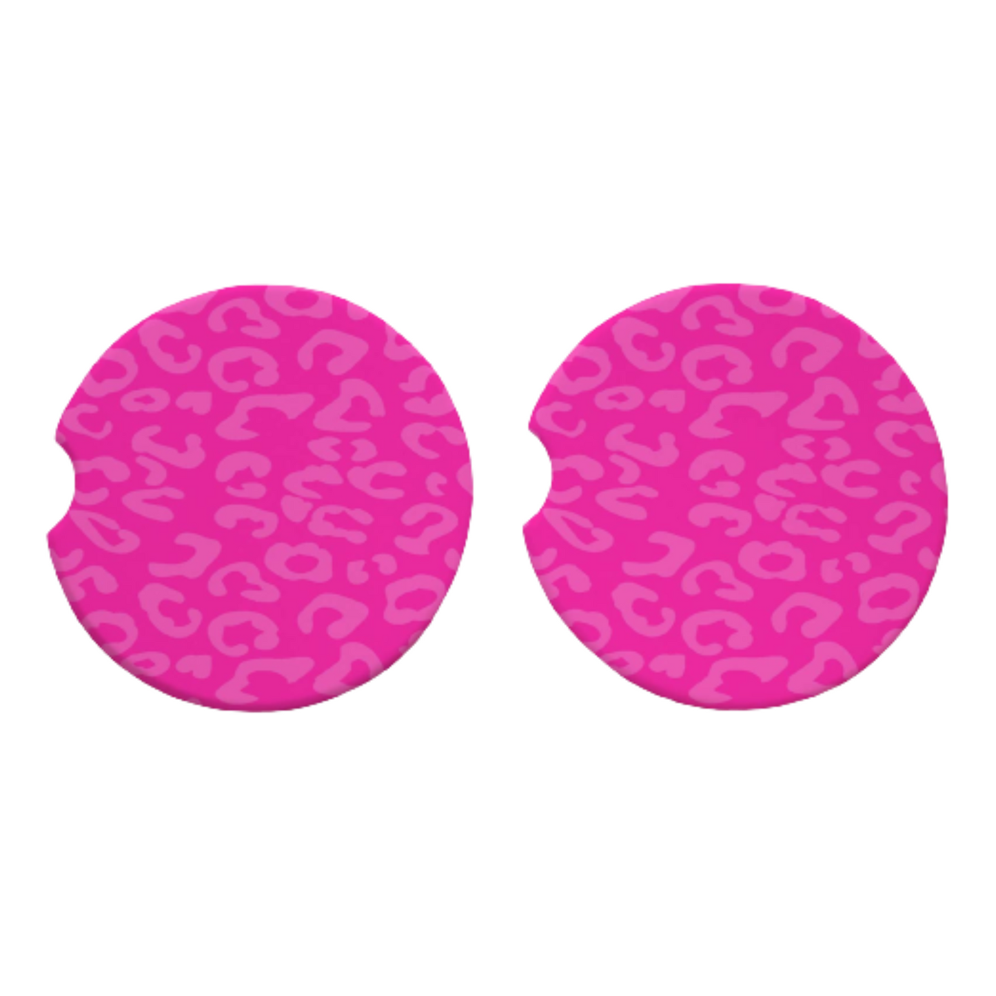 Pink Leopard Neoprene Car Coasters