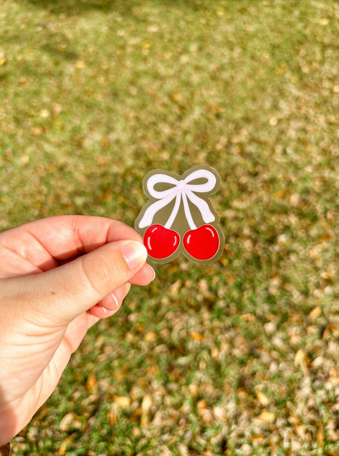 Cherry Bow Sticker (CLEAR)