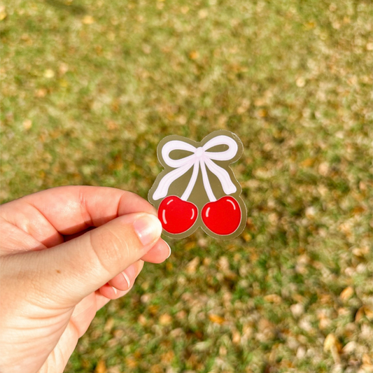 Cherry Bow Sticker (CLEAR)