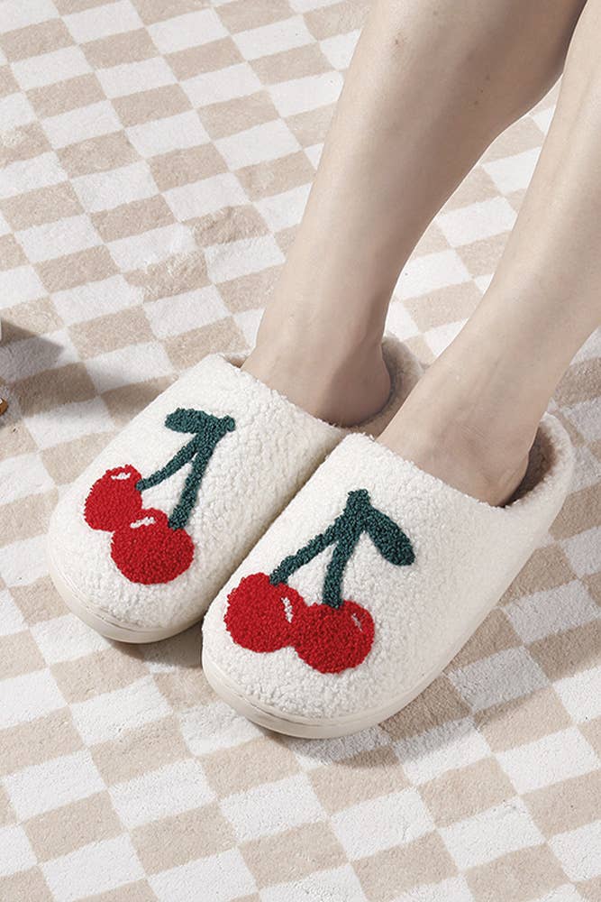 Cherry Fleece Slippers